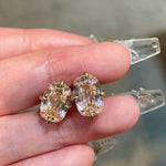 Rectangular Cushion Lab Created Padparadscha Stud Earrings - floysun