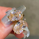 Rectangular Cushion Lab Created Padparadscha Stud Earrings - floysun