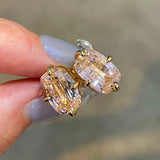 Rectangular Cushion Lab Created Padparadscha Stud Earrings - floysun