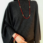 Red Agate & Clear Quartz Long Necklace with Sculptural Knot Detail - floysun