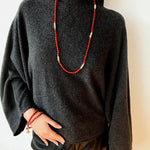 Red Agate & Clear Quartz Long Necklace with Sculptural Knot Detail - floysun