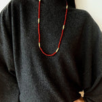 Red Agate & Clear Quartz Long Necklace with Sculptural Knot Detail - floysun