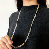 Red Agate & Clear Quartz Long Necklace with Sculptural Knot Detail - floysun