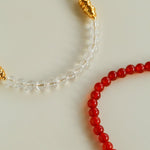 Red Agate & Clear Quartz Long Necklace with Sculptural Knot Detail - floysun