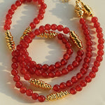 Red Agate & Clear Quartz Long Necklace with Sculptural Knot Detail - floysun