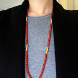 Red Agate & Clear Quartz Long Necklace with Sculptural Knot Detail - floysun