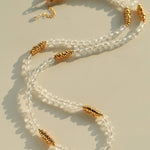 Red Agate & Clear Quartz Long Necklace with Sculptural Knot Detail - floysun