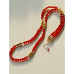 Red Agate & Clear Quartz Long Necklace with Sculptural Knot Detail - floysun