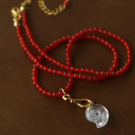 Red Agate Crystal Seashell Necklace - floysun