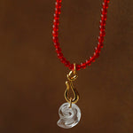 Red Agate Crystal Seashell Necklace - floysun