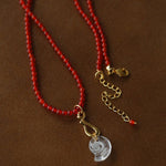 Red Agate Crystal Seashell Necklace - floysun