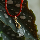 Red Agate Crystal Seashell Necklace - floysun