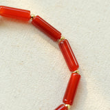 Red Agate & Gold Bead Stretch Bracelet - floysun