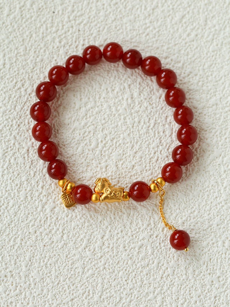 Red Agate Lucky Horse Bracelet - floysun