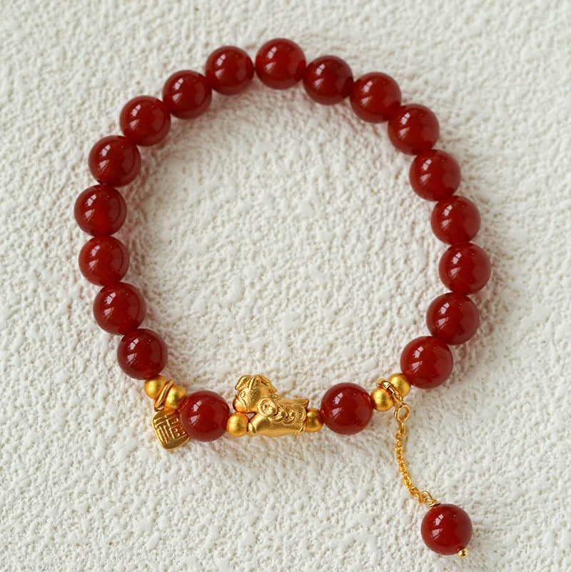 Red Agate Lucky Horse Bracelet - floysun
