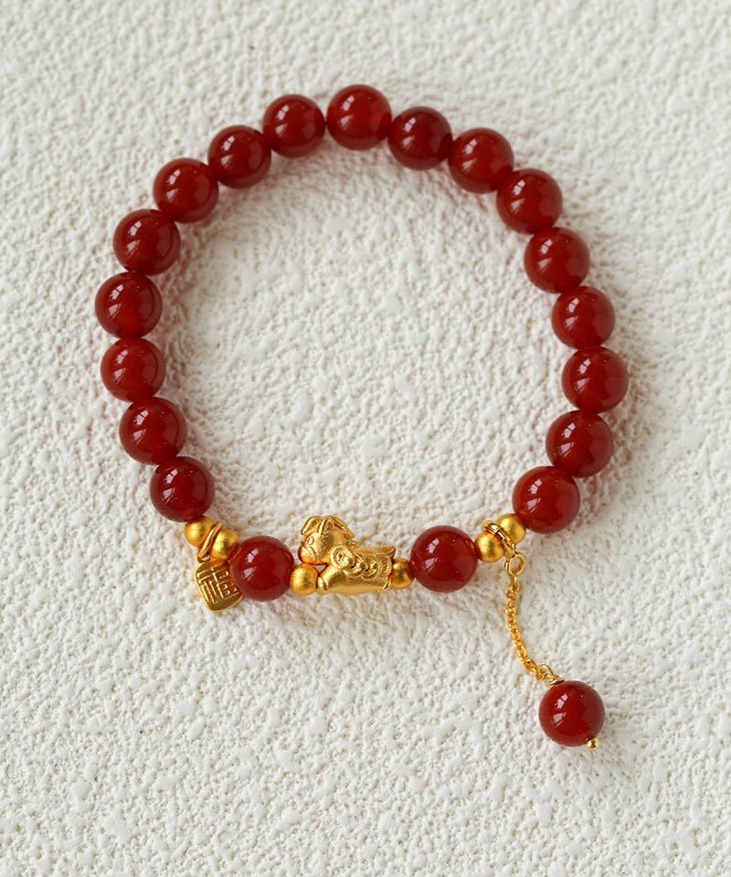 Red Agate Lucky Horse Bracelet - floysun