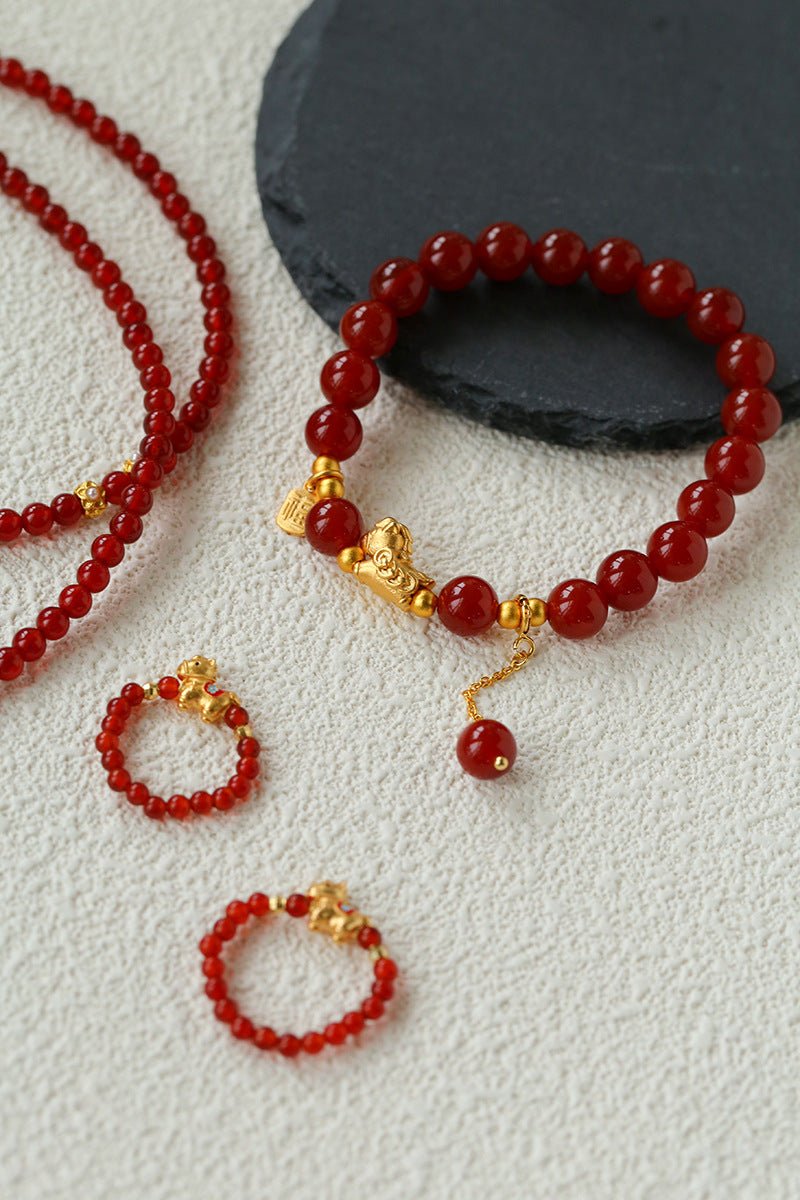 Red Agate Lucky Horse Bracelet - floysun