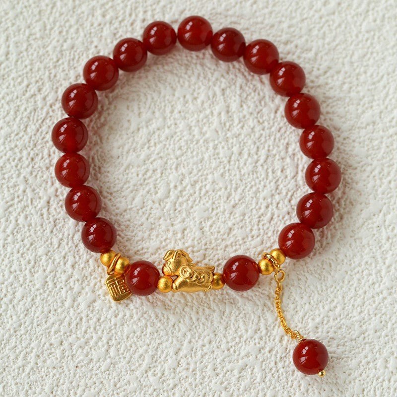 Red Agate Lucky Horse Bracelet - floysun