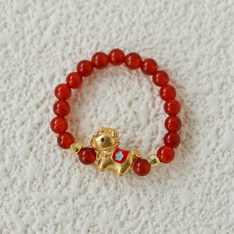 Red Agate Lucky Horse Ring – Year of the Horse Charm - floysun