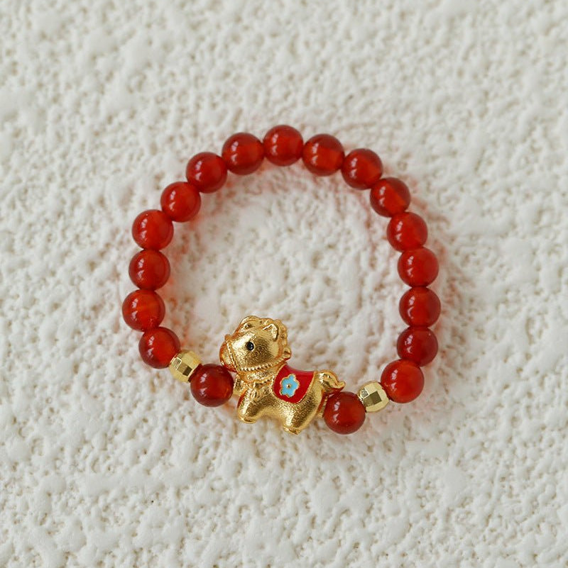 Red Agate Lucky Horse Ring – Year of the Horse Charm - floysun