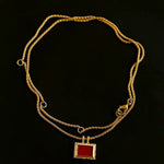 Red Agate Pendant Twisted Rope Chain Necklace - floysun