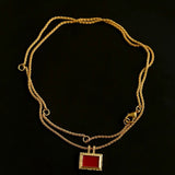 Red Agate Pendant Twisted Rope Chain Necklace - floysun