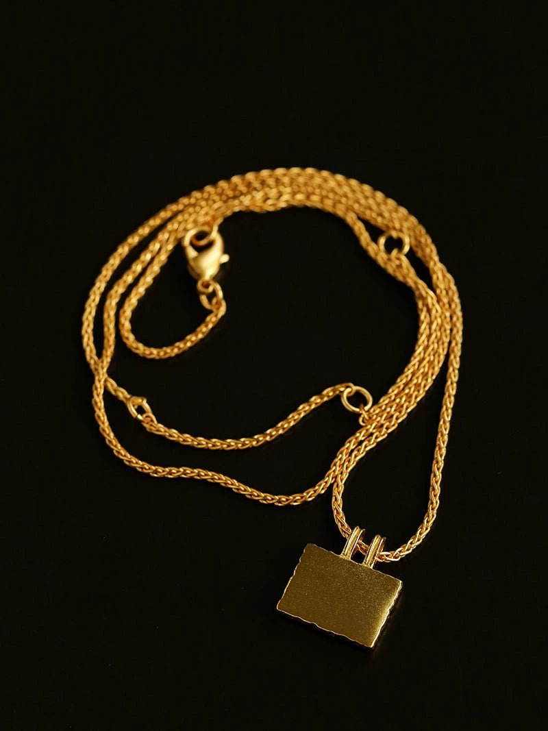 Red Agate Pendant Twisted Rope Chain Necklace - floysun