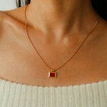 Red Agate Pendant Twisted Rope Chain Necklace - floysun