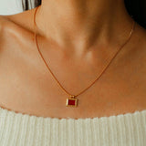 Red Agate Pendant Twisted Rope Chain Necklace - floysun