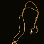 Red Agate Pendant Twisted Rope Chain Necklace - floysun