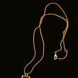 Red Agate Pendant Twisted Rope Chain Necklace - floysun