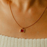 Red Agate Pendant Twisted Rope Chain Necklace - floysun