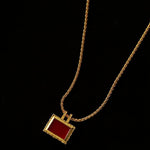 Red Agate Pendant Twisted Rope Chain Necklace - floysun