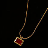 Red Agate Pendant Twisted Rope Chain Necklace - floysun