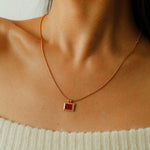 Red Agate Pendant Twisted Rope Chain Necklace - floysun