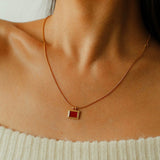 Red Agate Pendant Twisted Rope Chain Necklace - floysun