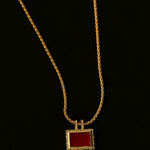Red Agate Pendant Twisted Rope Chain Necklace - floysun