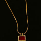Red Agate Pendant Twisted Rope Chain Necklace - floysun