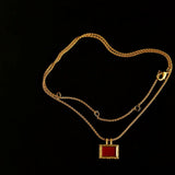 Red Agate Pendant Twisted Rope Chain Necklace - floysun