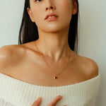 Red Agate Pendant Twisted Rope Chain Necklace - floysun