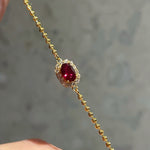 Red Corundum High Carbon Diamond Inlaid Adjustable Beaded Chain Bracelet - floysun