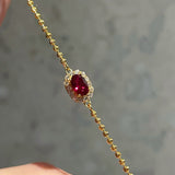 Red Corundum High Carbon Diamond Inlaid Adjustable Beaded Chain Bracelet - floysun