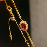 Red Corundum High Carbon Diamond Inlaid Adjustable Beaded Chain Bracelet - floysun