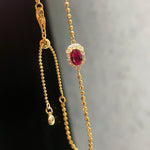 Red Corundum High Carbon Diamond Inlaid Adjustable Beaded Chain Bracelet - floysun