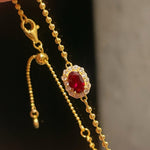 Red Corundum High Carbon Diamond Inlaid Adjustable Beaded Chain Bracelet - floysun
