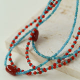 Red Onyx Splicing Blue Phosphorus Beaded Necklace-Type A - floysun