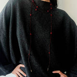 Red Rose Glass Bead Extra - Long Necklace - floysun