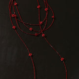 Red Rose Glass Bead Extra - Long Necklace - floysun
