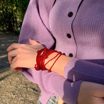 Red Rose Glass Bead Extra - Long Necklace - floysun