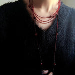 Red Rose Glass Bead Extra - Long Necklace - floysun